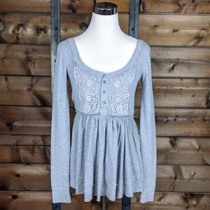 Free People Waffle Knit Cinched Waist Shirt - M